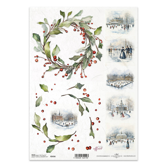 Papier ryżowy do decoupage A4 ITD-R2436 wianki lodowisko