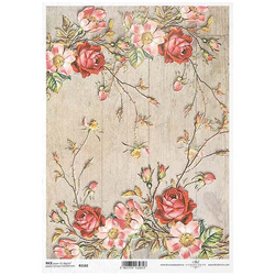 Papier ryżowy do decoupage A4 ITD-R1182 deski kwiaty