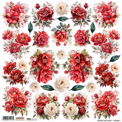 Naklejki papierowe - ScrapLove - Antique Red Roses Flowers 1