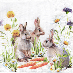 Serwetka do decoupage 33x33cm - Carrot treat króliki z marchewkami 1szt