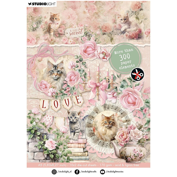 Zestaw papierów do scrapbookingu A5 - Studio Light - A Cat's Secret
