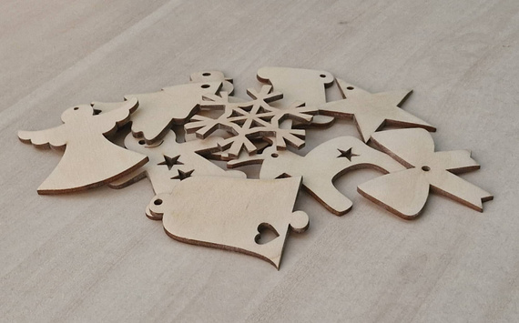 Drewniane ozdoby świąteczne na choinkę Mix wzorów