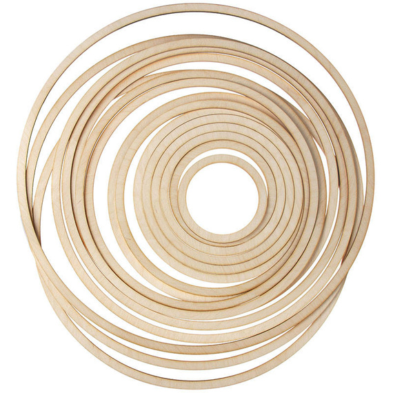 Drewniany łapacz snów 40cm - Zestaw obręczy 17 elementów