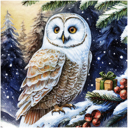Serwetka do decoupage 33x33cm - Owl in winter forest sowa