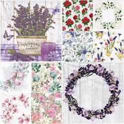 Zestaw kwiatowych serwetek do decoupage 33x33cm - 10szt