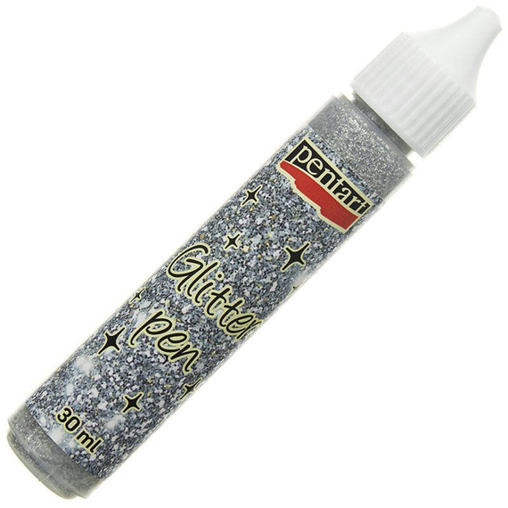 Konturówka brokatowa Glitter pen - Pentart - 30ml srebrna/silver