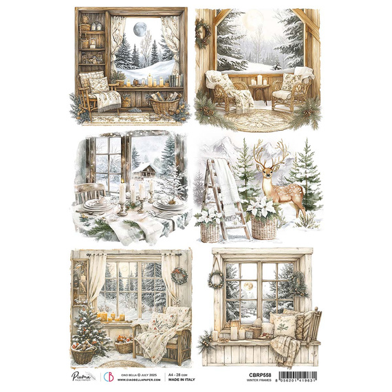 Papier ryżowy do decoupage A4 - Ciao Bella - Winter Season Winter Frames