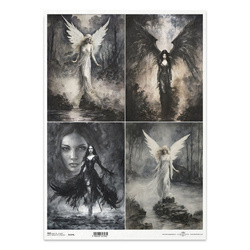 Papier ryżowy do decoupage A3 - anioły, anielica dobro i zło - R1374L - Itd Collection