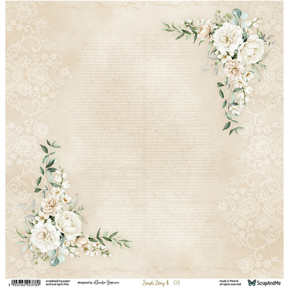 Papier do scrapbookingu 30x30 - ScrapAndMe - Simple Story 4 03/04