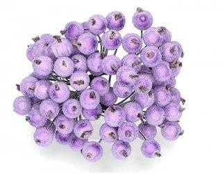 Jarzębina dekoracyjna jasnofioletowa oszroniona na druciku - 1 gałązka