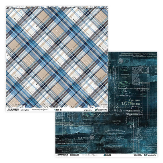 Zestaw papierów do scrapbookingu 30x30 - ScrapAndMe - 4 him