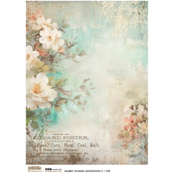 Papier ryżowy A4 - Scraplove - Shabby Flowers Background 2 kwiaty