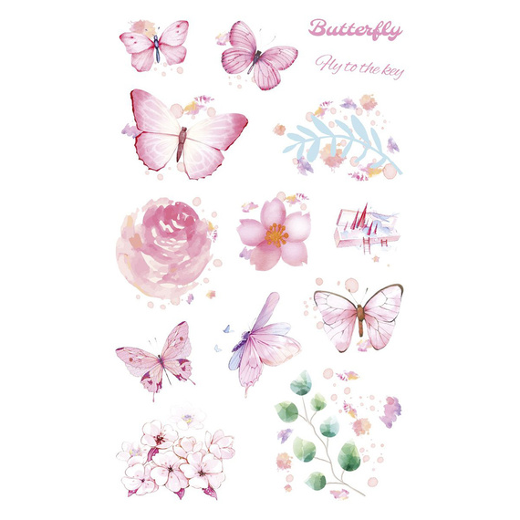 Naklejki foliowe - Różowe kwiaty i motylki