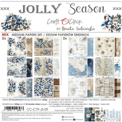 Zestaw papierów do scrapbookingu 20x20 - Craft o'clock - Jolly Season mix