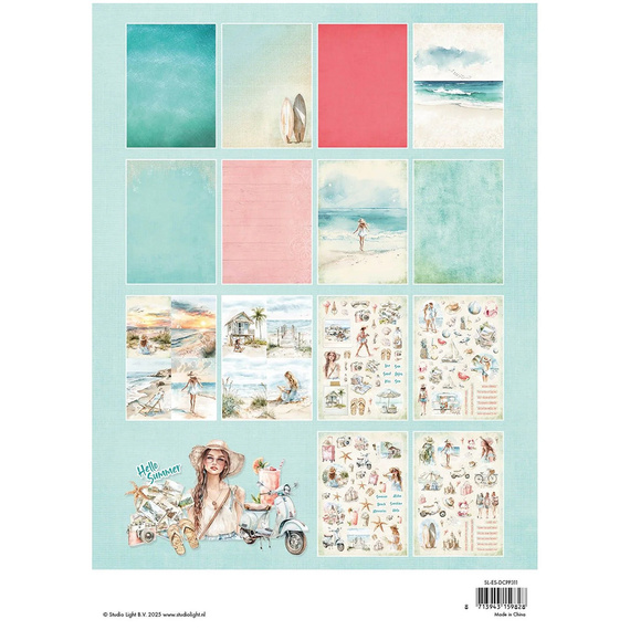 Zestaw papierów i elementów do scrapbookingu A4 - Summer Celebration