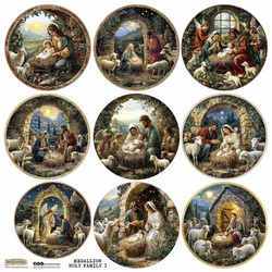 Naklejki papierowe - ScrapLove - Medallion Holy Family 3 - Medaliony Święta Rodzina