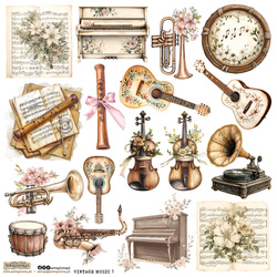 Naklejki papierowe - ScrapLove - Vintage Music 1 instrumenty nuty