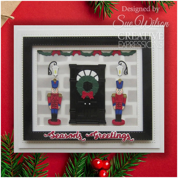 Wykrojnik - Creative Expressions - Festive Yuletide Welcome drzwi dziadek do orzechów