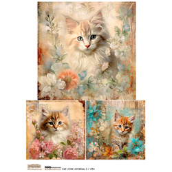 Papier ryżowy A4 - Scraplove - Cat Junk Journal 3 koty kotki