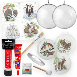 Zestaw startowy do decoupage medaliony zwierzęta zima