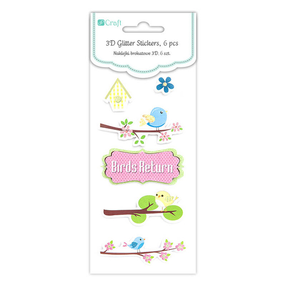 Naklejki brokatowe 3D - powrót ptaszków