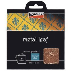 Folia miedziana metal leaf 14x14 cm 5 ark - Pentart