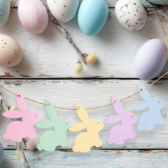 Drewniana ozdoba zawieszka Zajączek - zestaw 10 sztuk