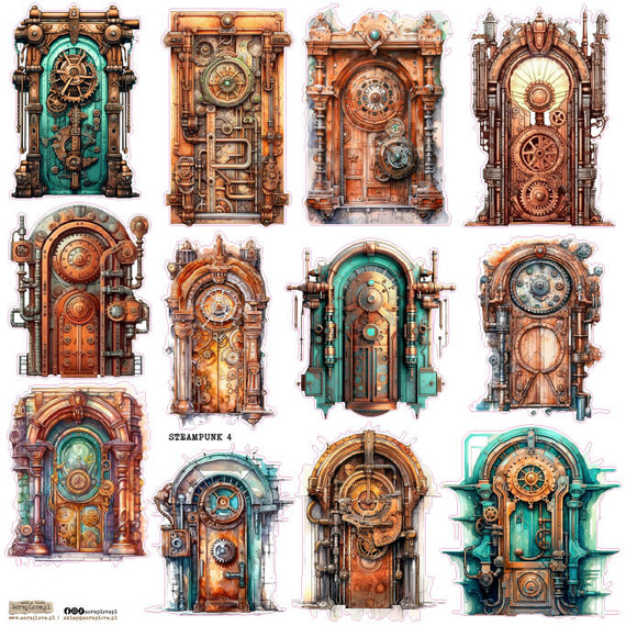 Naklejki - ScrapLove - Steampunk 4 drzwi