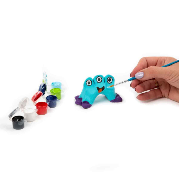 Zestaw kreatywny z gliną samoutwardzalną - potworki - farbki, narzędzia, pędzelki