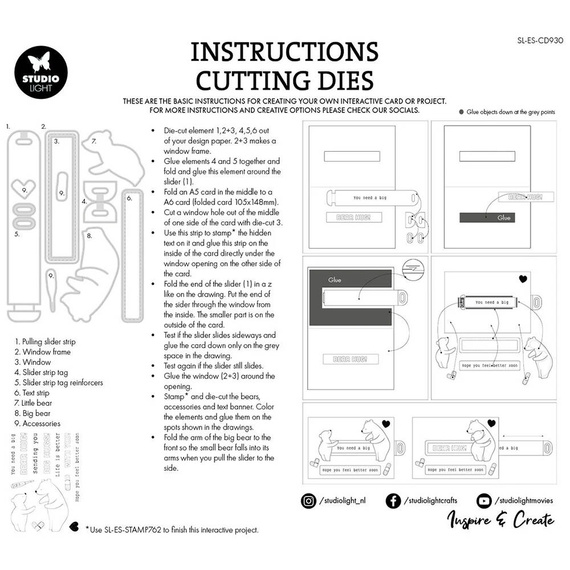 Wykrojnik do papieru - StudioLight - Hug slider okienka do przesuwania misie