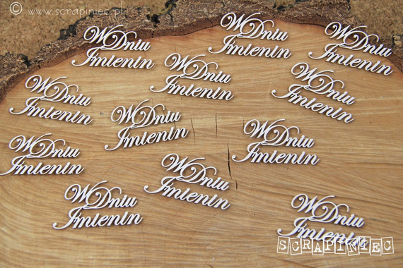 Tekturka - W Dniu Imienin zestaw słów połączonych - Scrapiniec