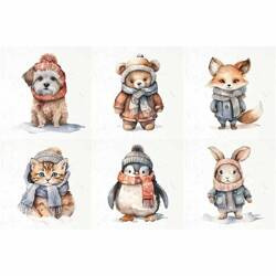 Zestaw papierów ryżowych - ITD RSM104 zwierzęta w zimowych ubraniach