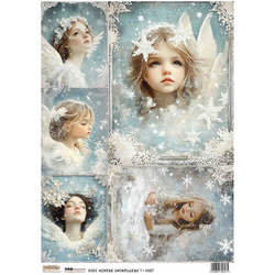 Papier ryżowy A4 - Scraplove - Cozy winter Snowflakes 1 - Ośnieżona przytulna zima