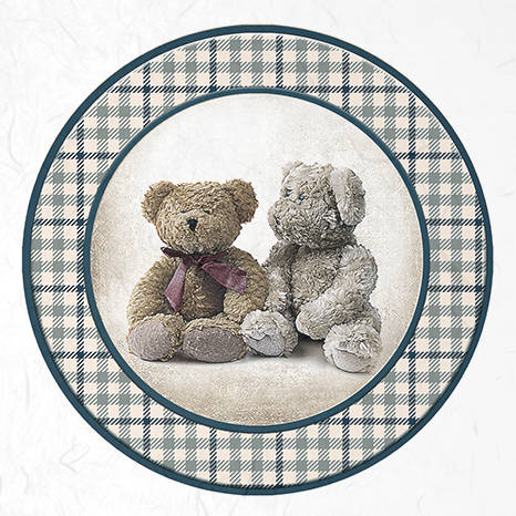 Zestaw papierów ryżowych - ITD - RSM047 niebieskie kratki, misie, maskotki, zabawki