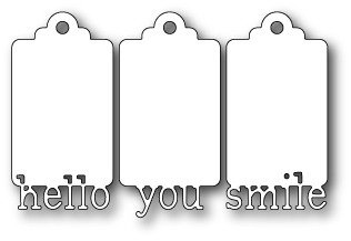Wykrojnik - Poppystamps - Greeting Tags 1164 tagi z napisami hello you smile