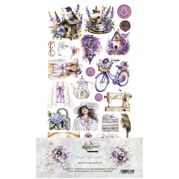 Zestaw papierów do scrapbookingu 15x30 - Alchemy of Art - In purple color