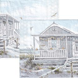 Serwetka 33x33cm - Beach Cabin domek na plaży