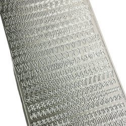 Naklejka ozdobna - małe litery i cyfry srebrne