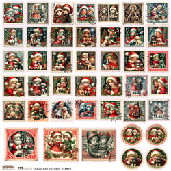 Naklejki papierowe - ScrapLove - Christmas Vintage Stamps 1 - Świateczne znaczki