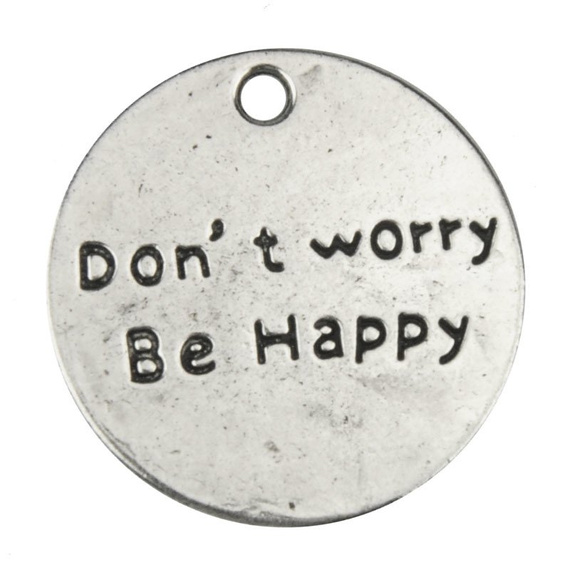 Zawieszka metalowa uśmiech be happy 1szt