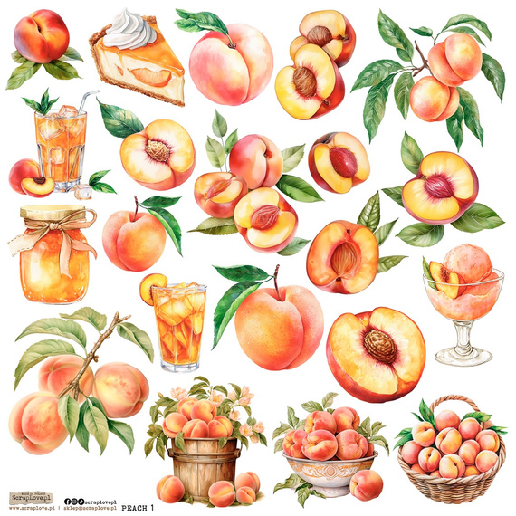 Naklejki papierowe - ScrapLove - Peach 1