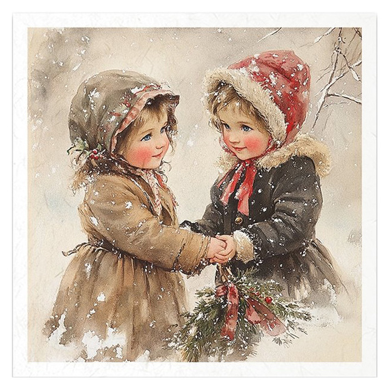 Zestaw papierów ryżowych - dzieci vintage, Boże Narodzenie - RSM184 - Itd Collection