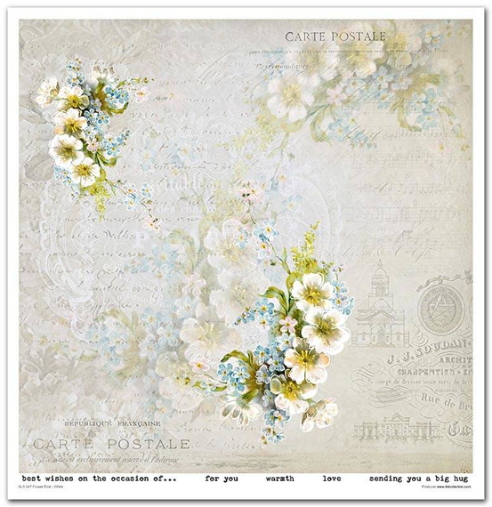 Zestaw papierów do scrapbookingu 30x30 - Itd Collection - Flower Post - White