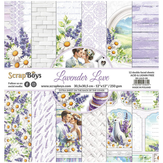 Zestaw papierów do scrapbookingu 30x30 - Scrapboys - Lavender Love