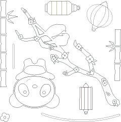 Wykrojnik + stempel Sizzix Framelits - Oriental Elements - panda lampion