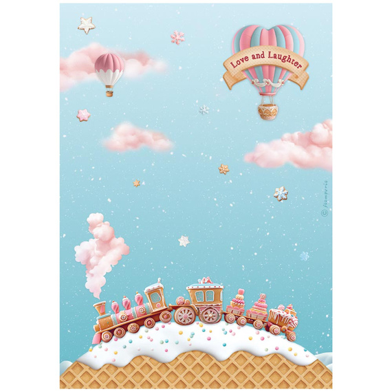 Papier ryżowy do decoupage A4 - Candy Christmas - pociąg - Stamperia