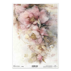 Papier ryżowy do decoupage A4 - motywy kwiatowe, peonia - R2688 - Itd Collection