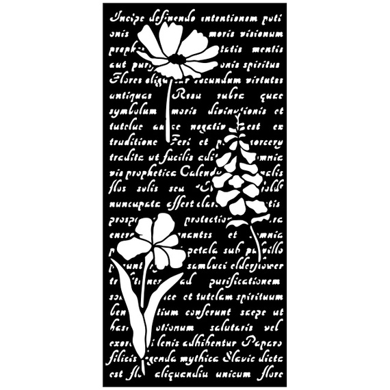 Szablon mix media 3D 12x25cm - Herbarium Silvae list i kwiaty - Stamperia