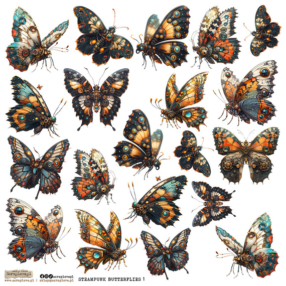 Naklejki papierowe - ScrapLove - Steampunk Butterflies 1 motyle