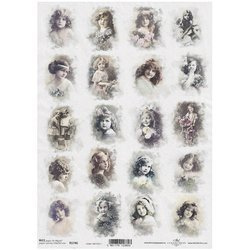 Papier ryżowy do decoupage, retro vintage, dziewczynki ITD-R1746 - A4